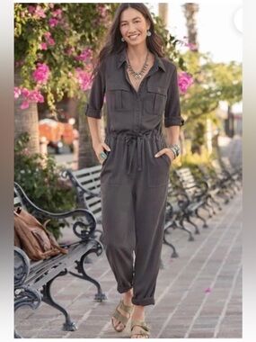 Sundance Women's All Roads Jumpsuit Drawstring Waist Comfort Minimalist Sz PL